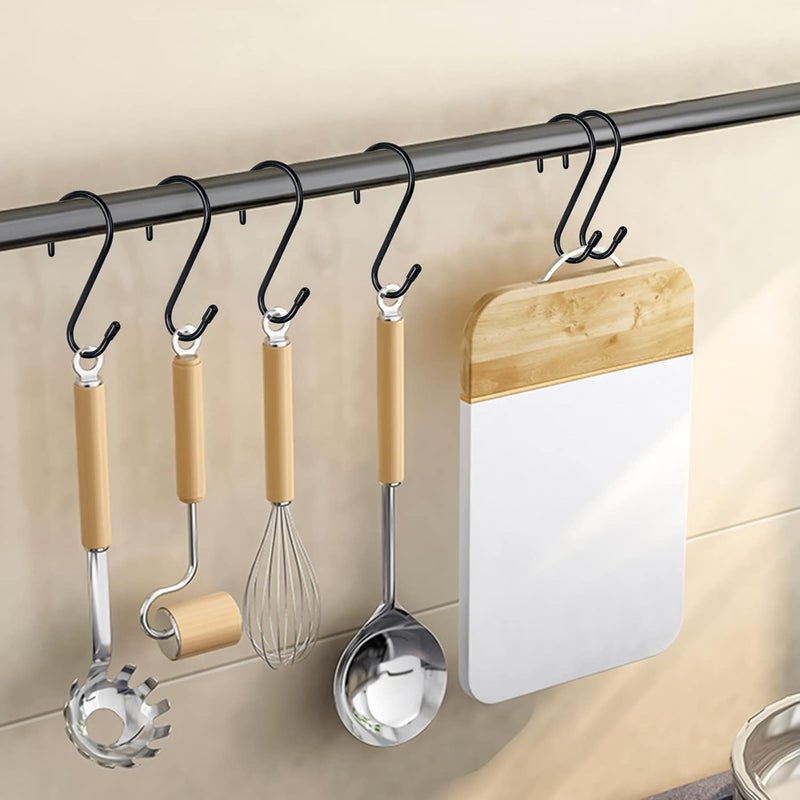 HiGift 24 Pack S Hooks for Hanging, 4-1/2 inch Large Black Vinyl Coated Metal S Shaped Hooks Heavy Duty, Non Slip Rust-Free Closet Hooks for Hanging Clothes Plant Jeans Bag Pan Pots Cups Towels - Image 5